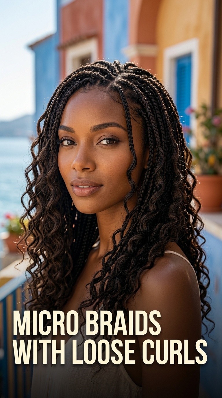 Micro Braids with Loose Curls