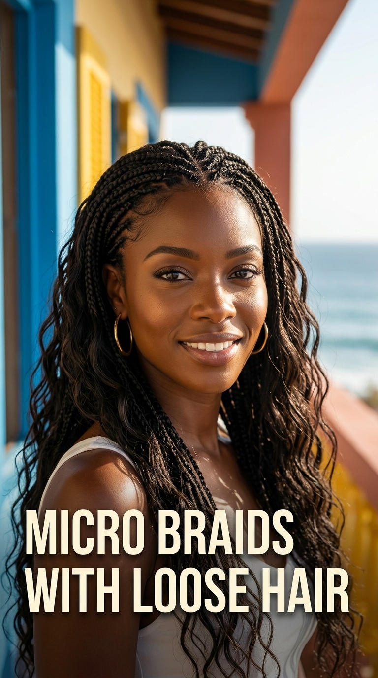 Micro Braids with Loose Hair