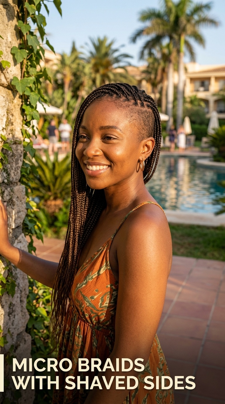 Micro Braids with Shaved Sides