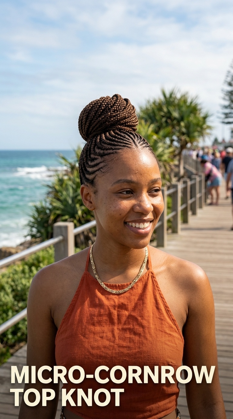 Micro-Cornrow Top Knot