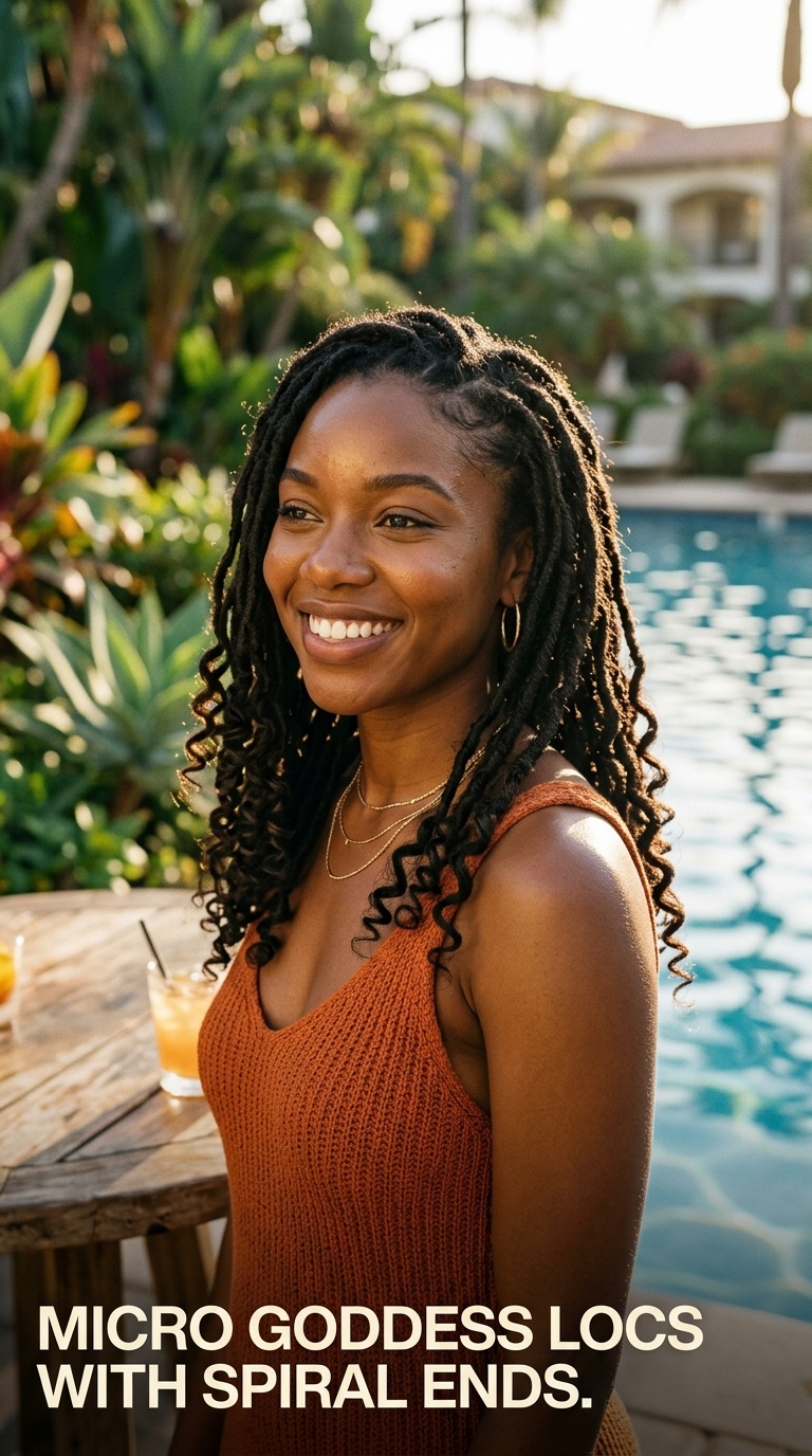 Micro Goddess Locs with Spiral Ends