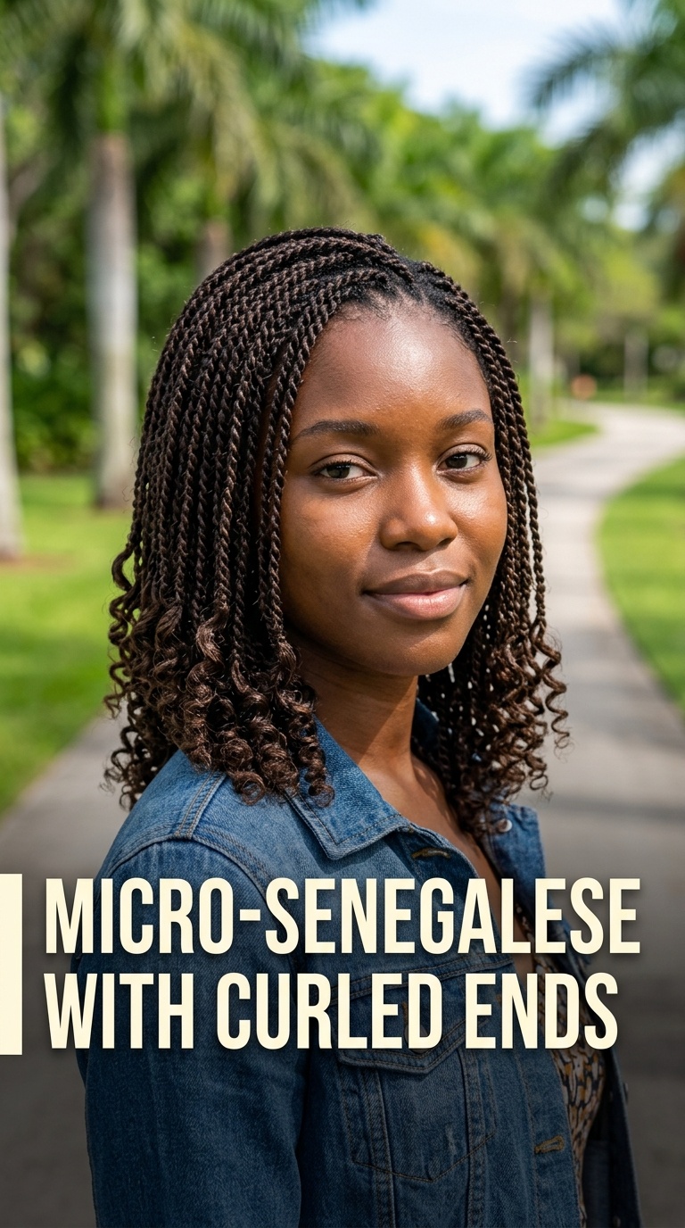 Micro-Senegalese with Curled Ends