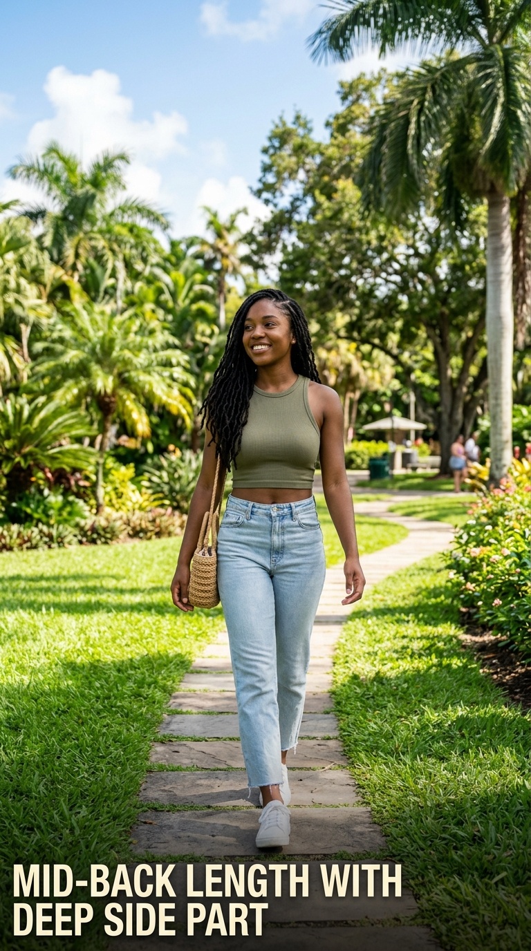 Mid-Back Length with Deep Side Part