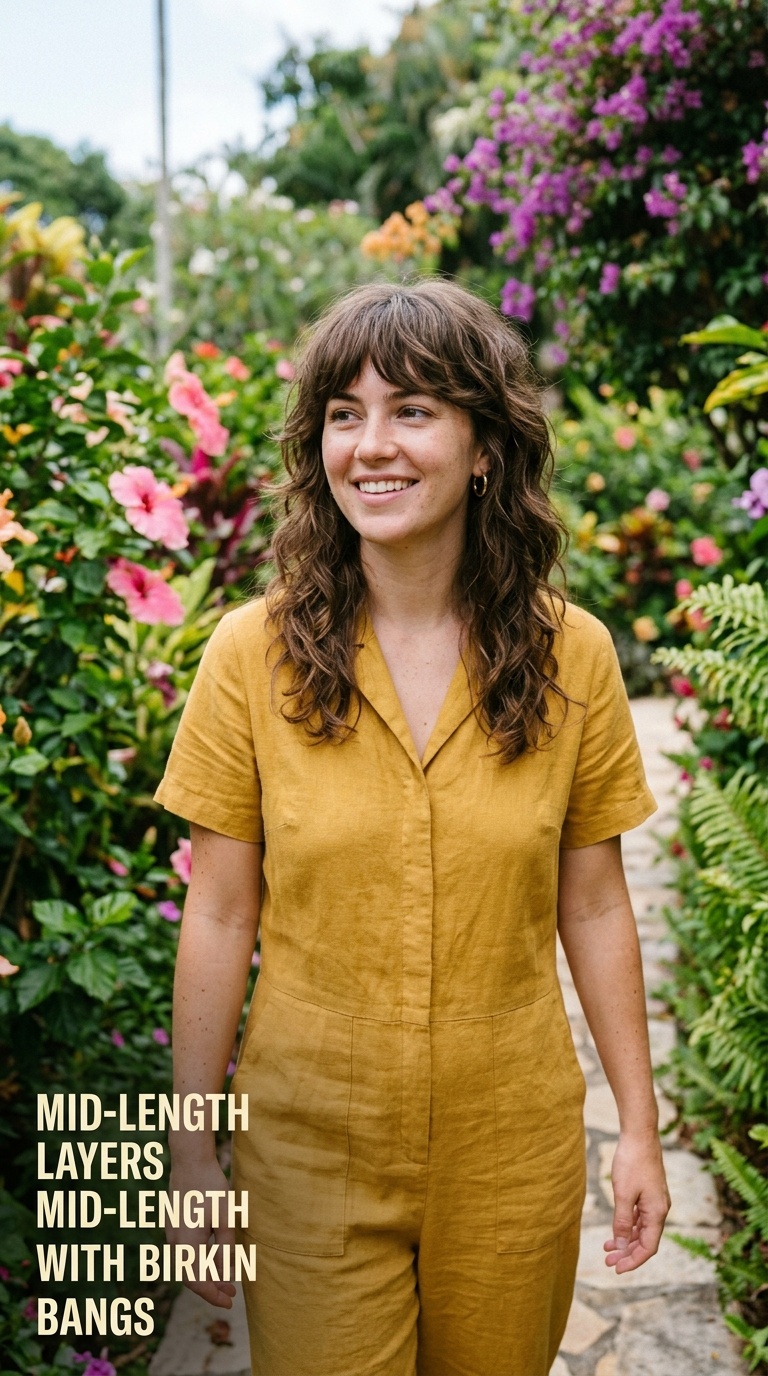 Mid-Length Layers with Birkin Bangs