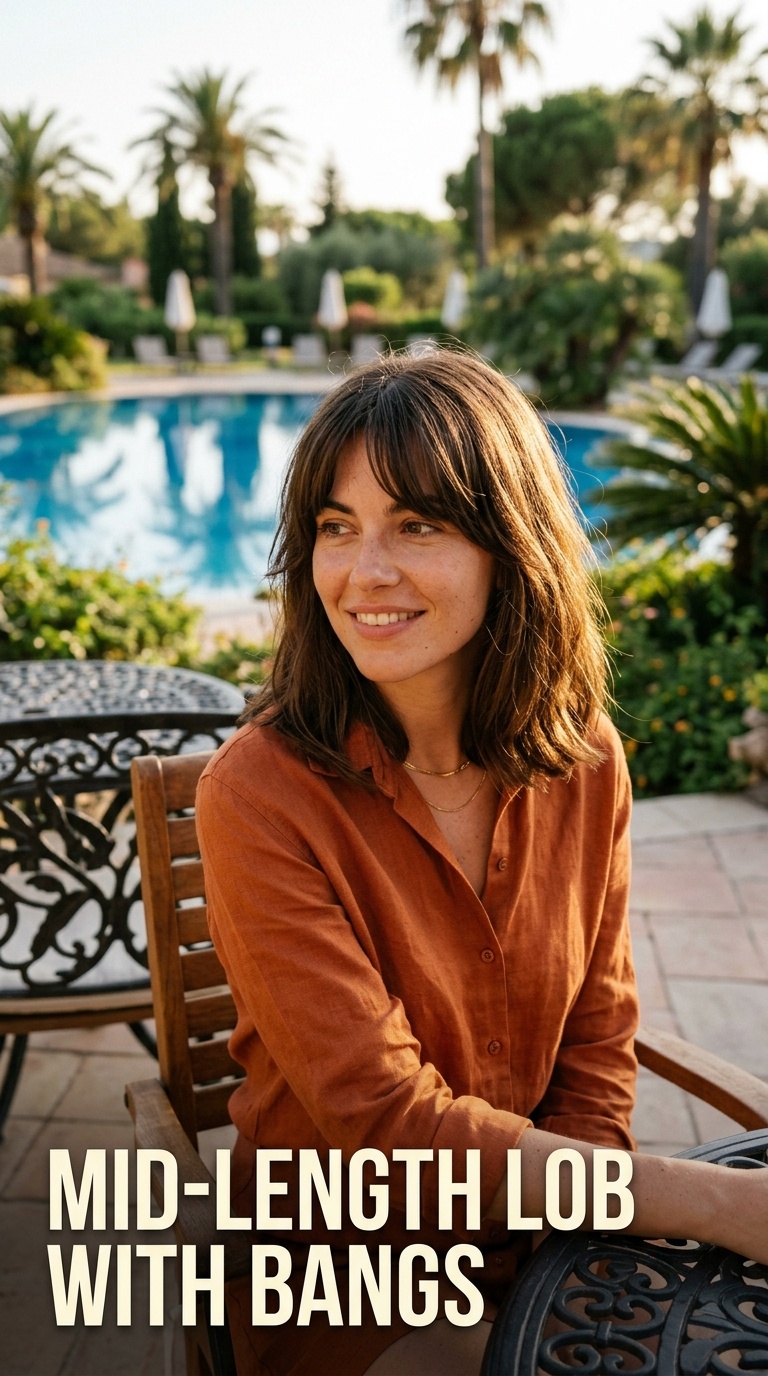 Mid-Length Lob with Bangs