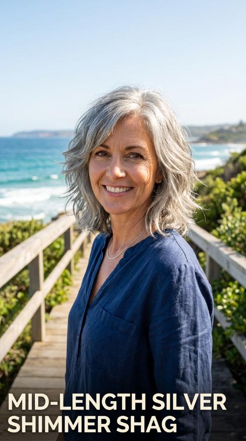 Mid-Length Silver Shimmer Shag