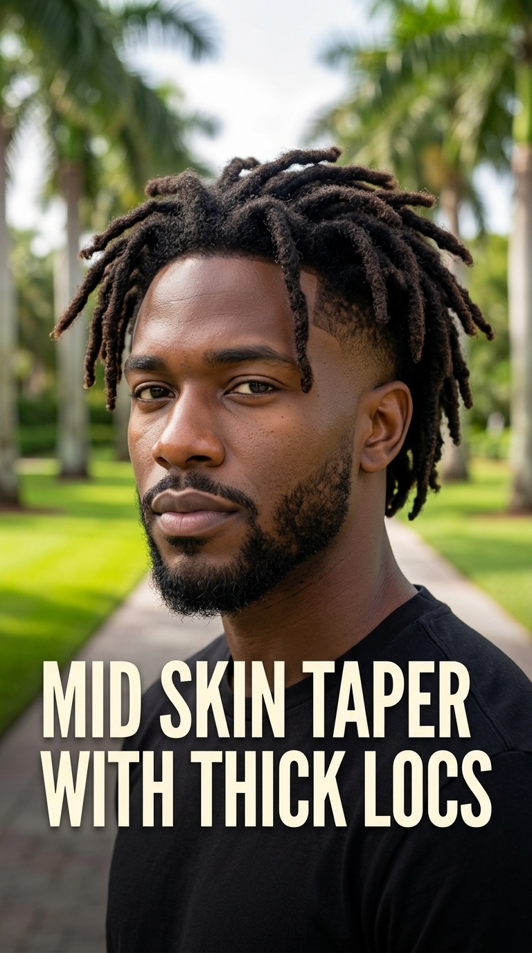 Mid Skin Taper with Thick Locs