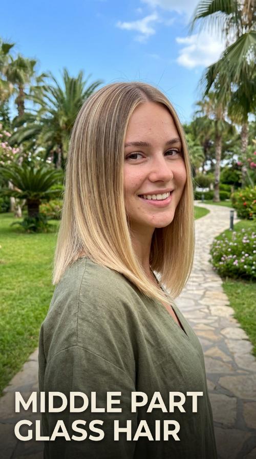 Middle Part Glass Hair