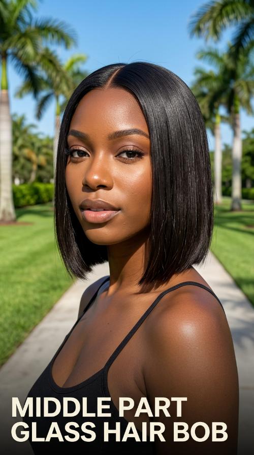 Middle Part Glass Hair Bob