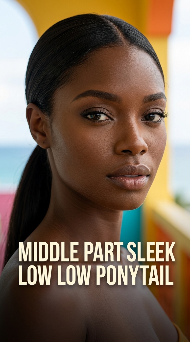 Middle Part Sleek Low Ponytail