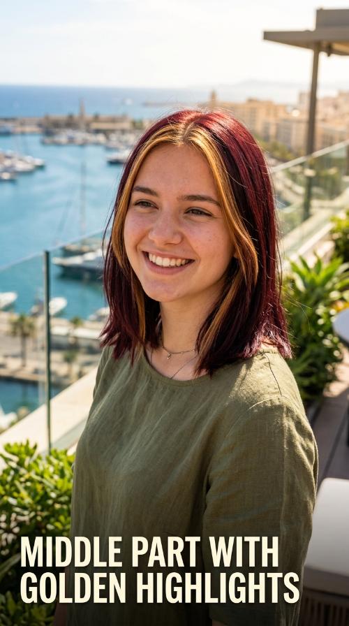Middle Part with Golden Highlights