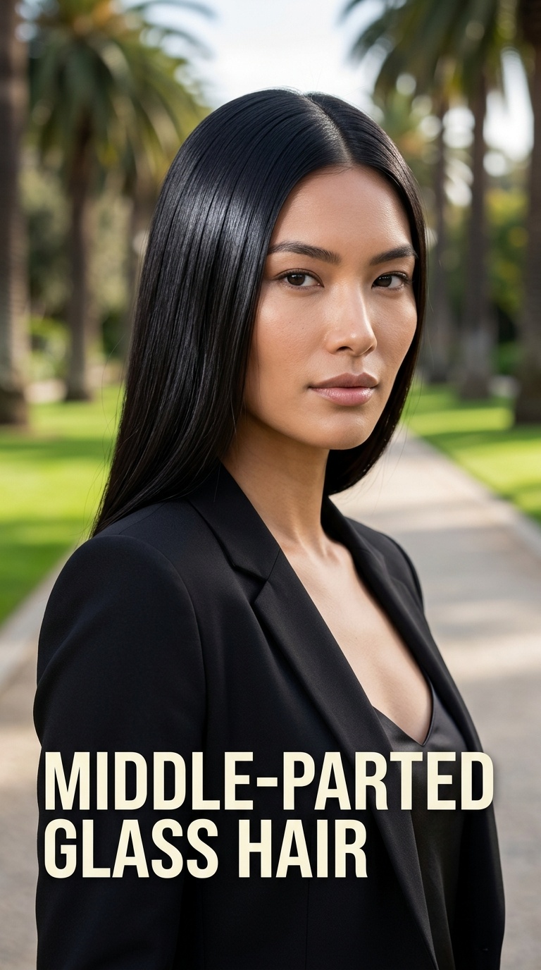 Middle-Parted Glass Hair