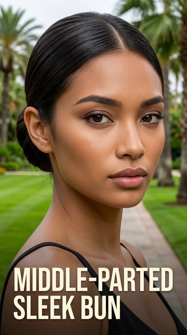 Middle-Parted Sleek Bun