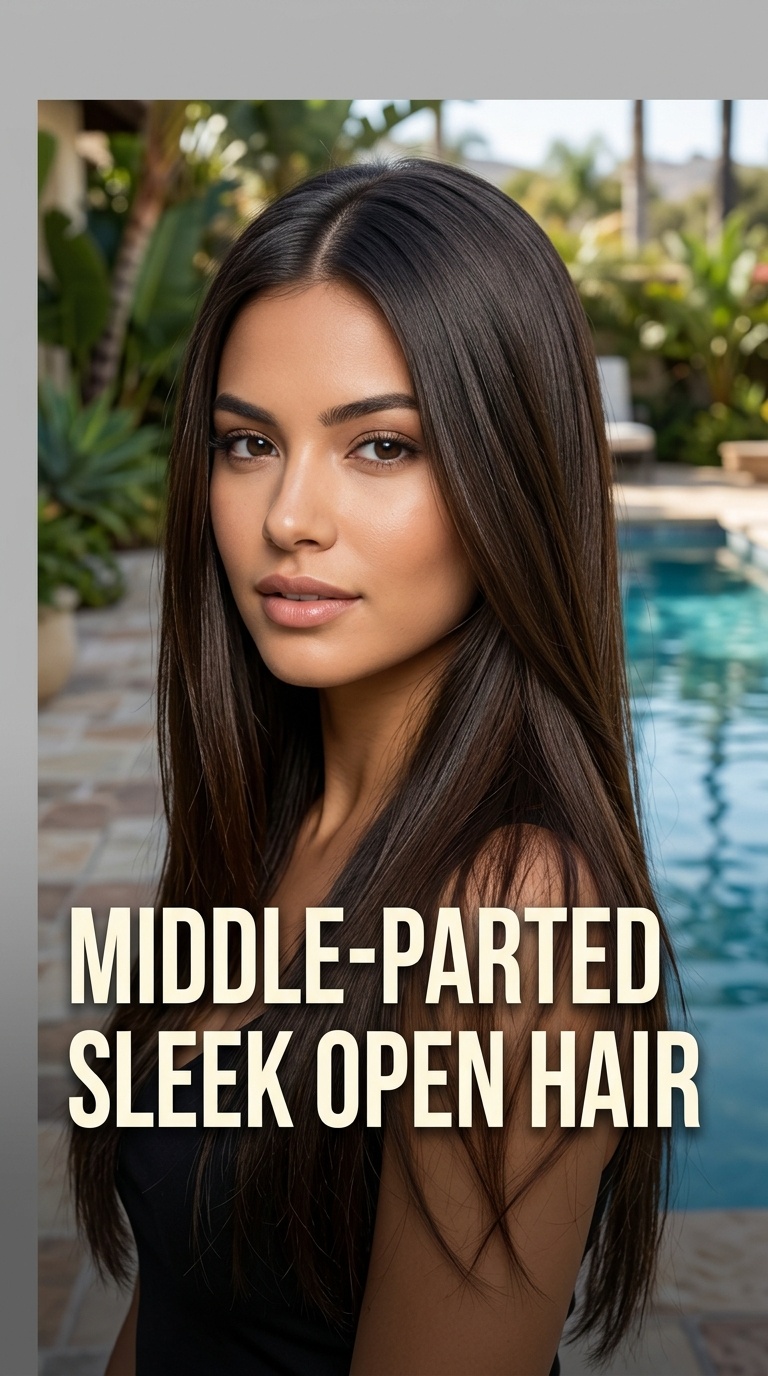 Middle-Parted Sleek Open Hair