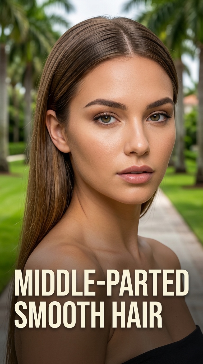 Middle-Parted Smooth Hair