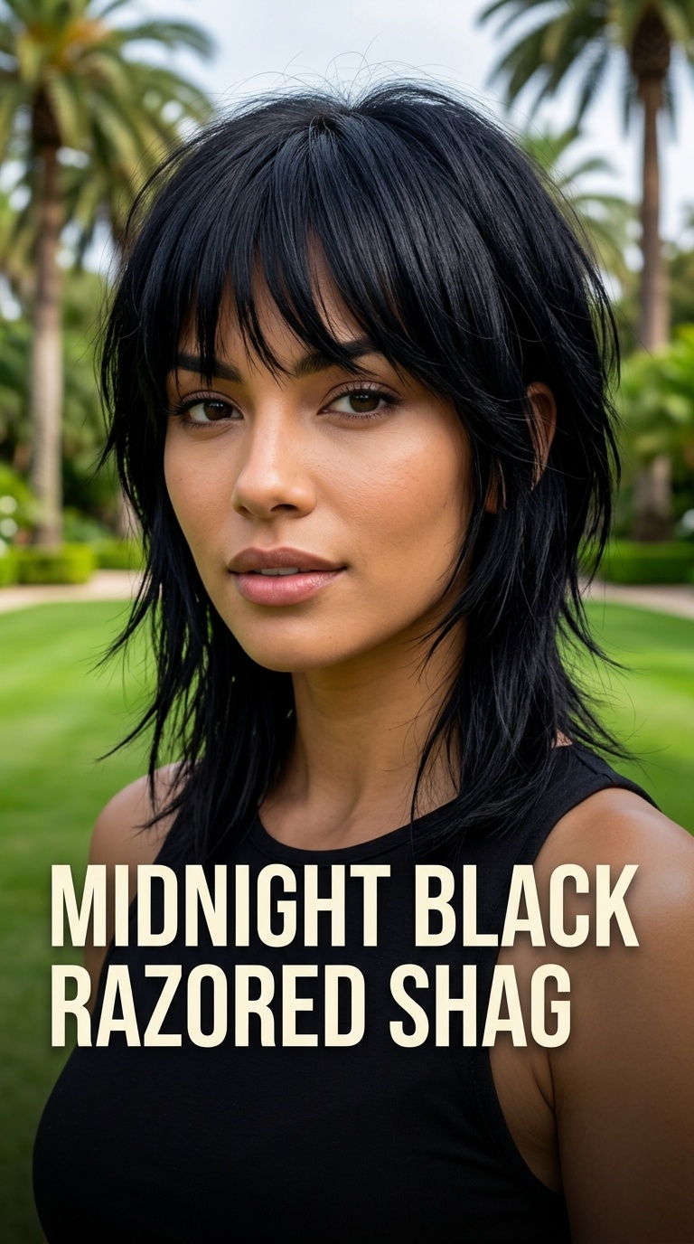 Midnight Black Razored Shag