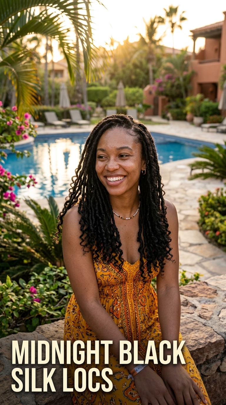 Midnight Black Silk Locs