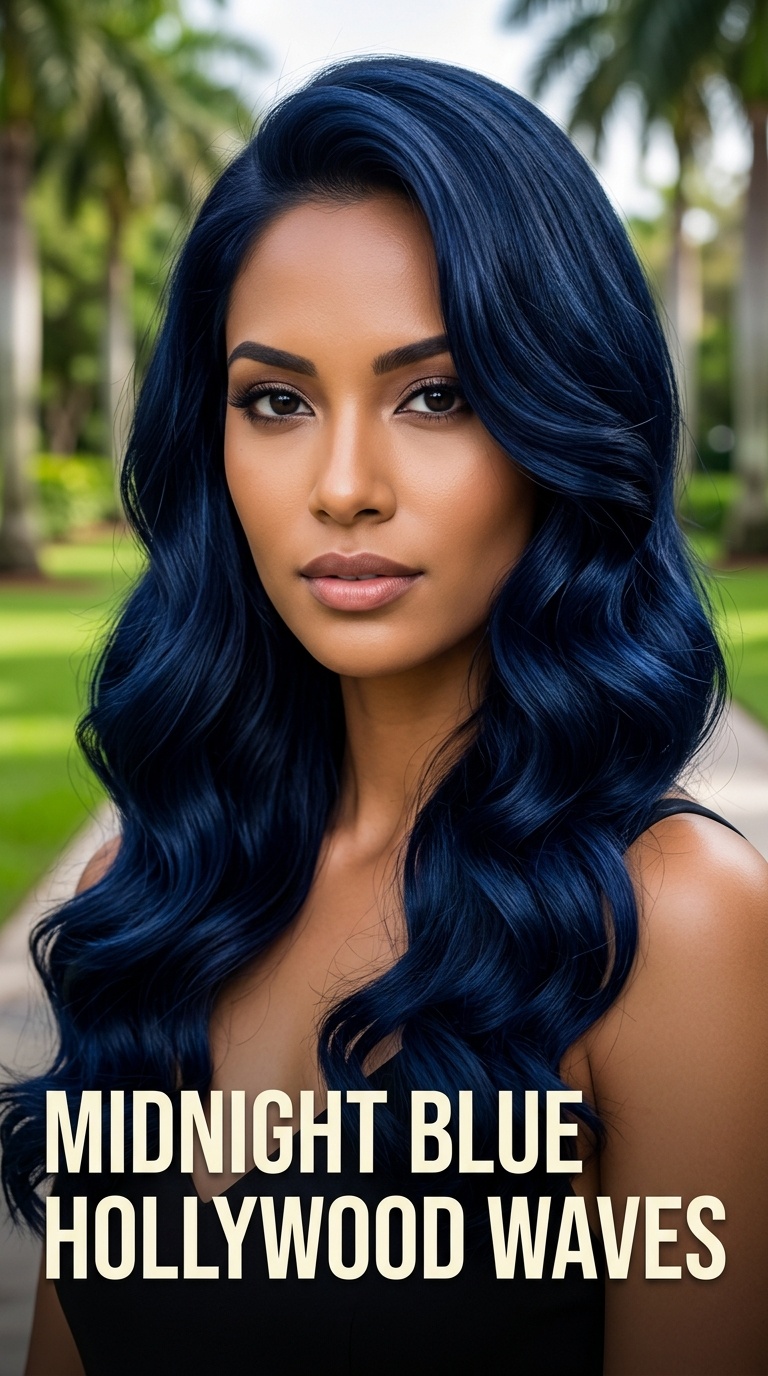 Midnight Blue Hollywood Waves