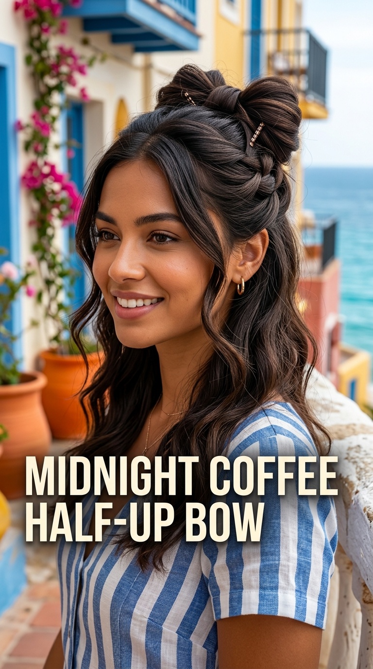 Midnight Coffee Half-Up Bow
