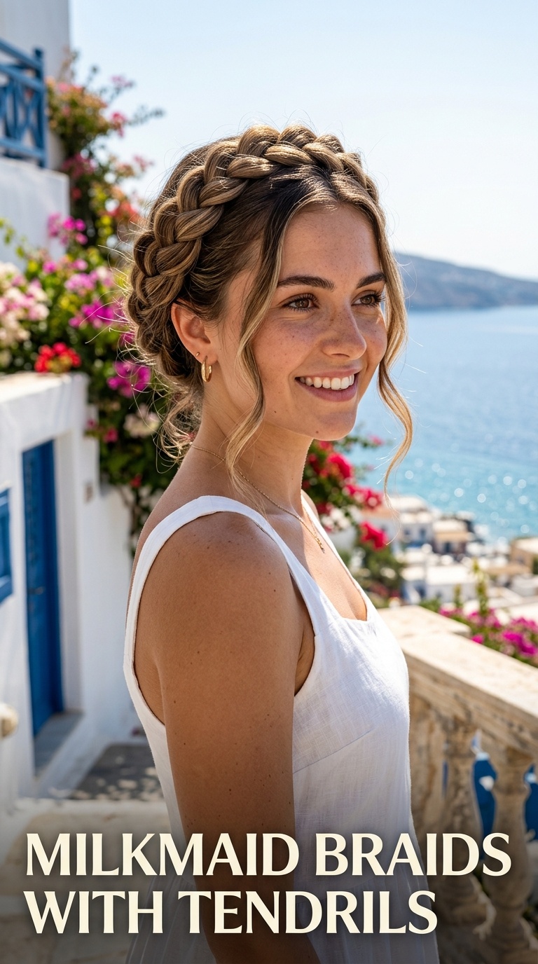 Milkmaid Braids with Tendrils