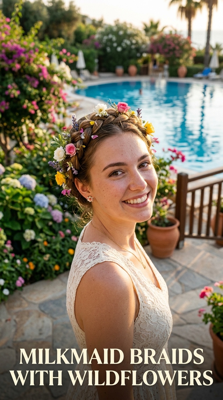 Milkmaid Braids with Wildflowers