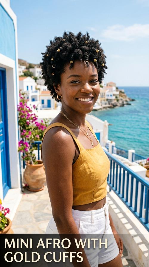 Mini Afro with Gold Cuffs
