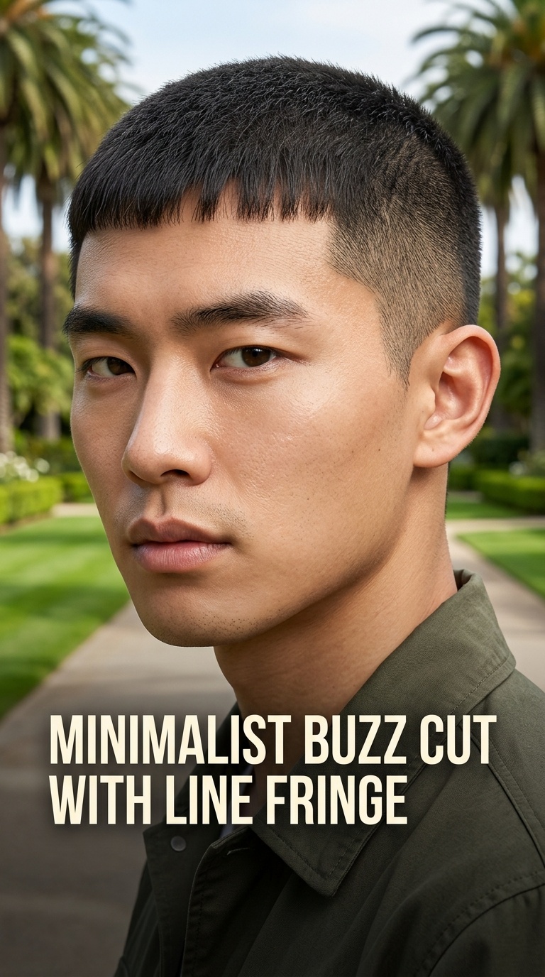 Minimalist Buzz Cut with Line Fringe