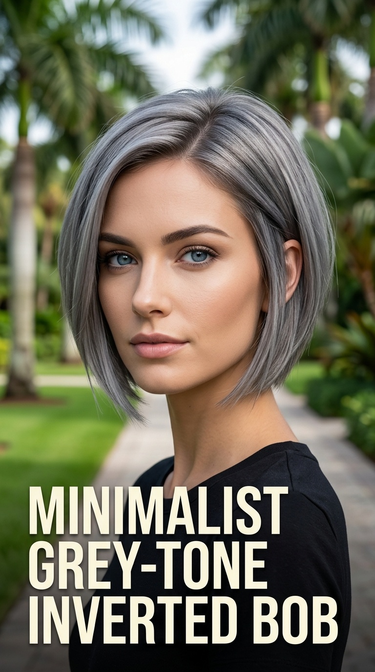 Minimalist Grey-Tone Inverted Bob