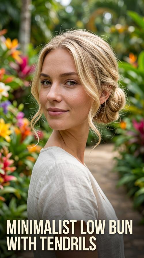 Minimalist Low Bun with Tendrils