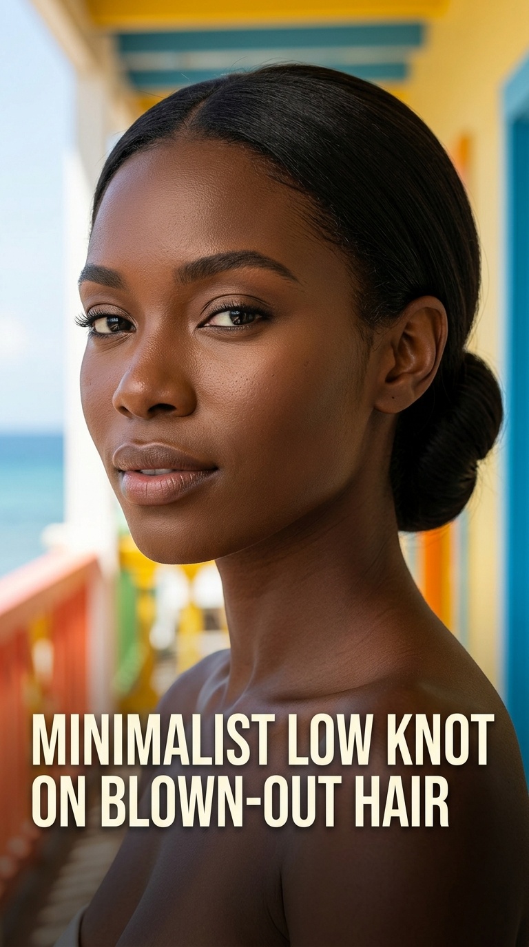 Minimalist Low Knot on Blown-Out Hair