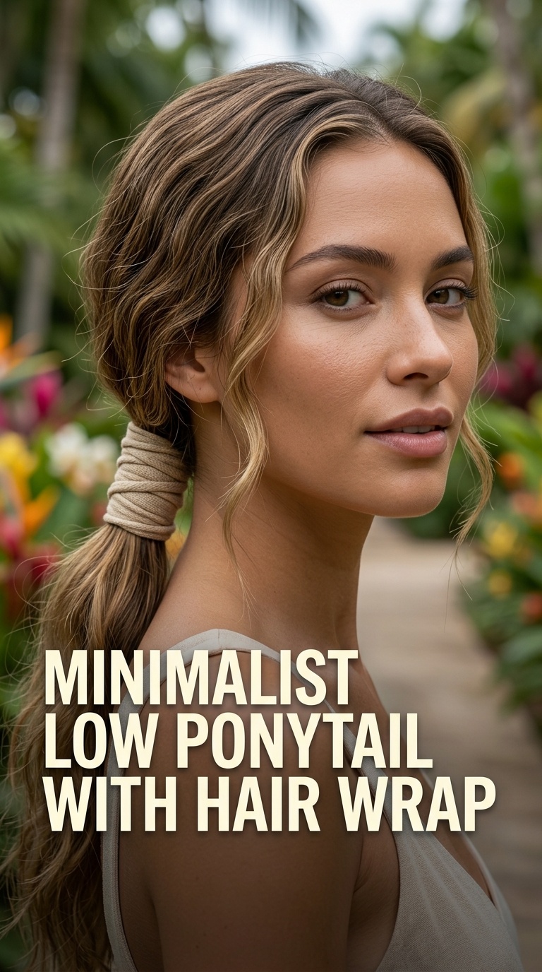 Minimalist Low Ponytail with Hair Wrap