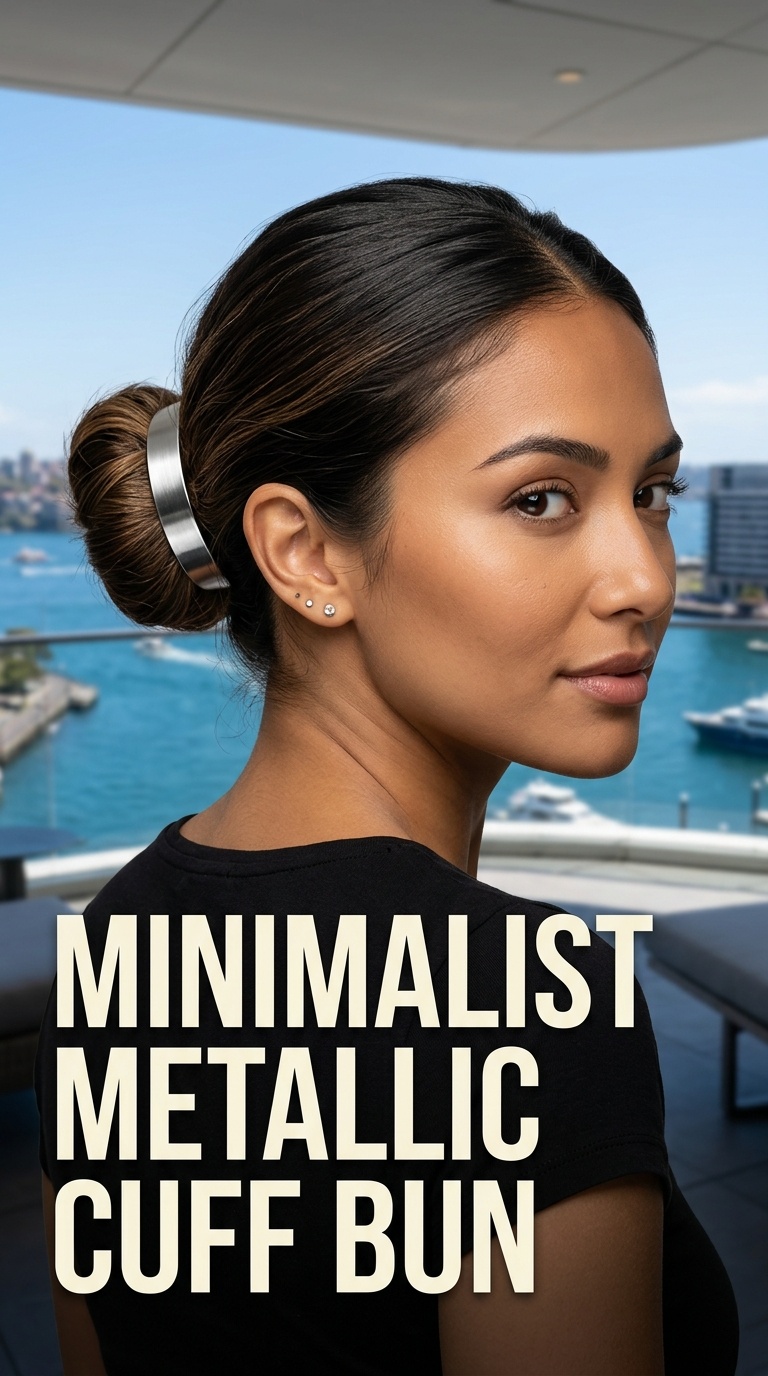 Minimalist Metallic Cuff Bun