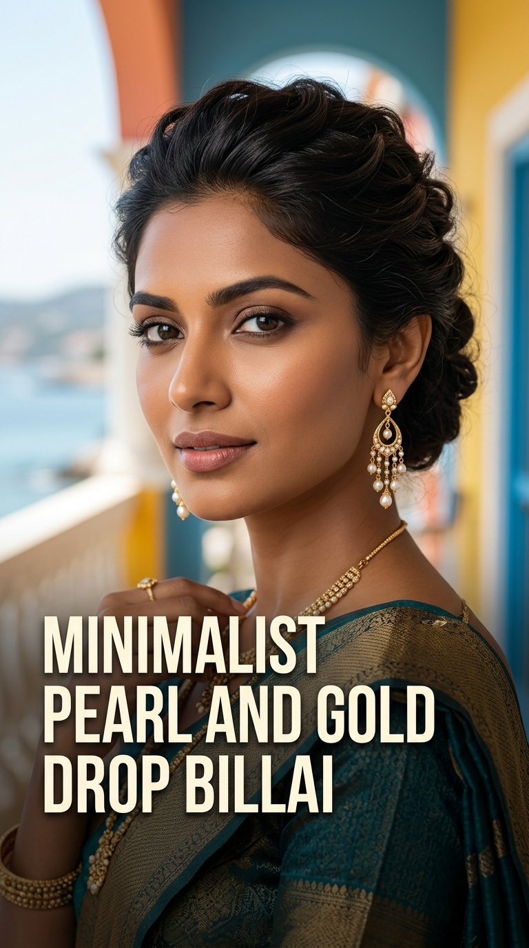 Minimalist Pearl and Gold Drop Billai