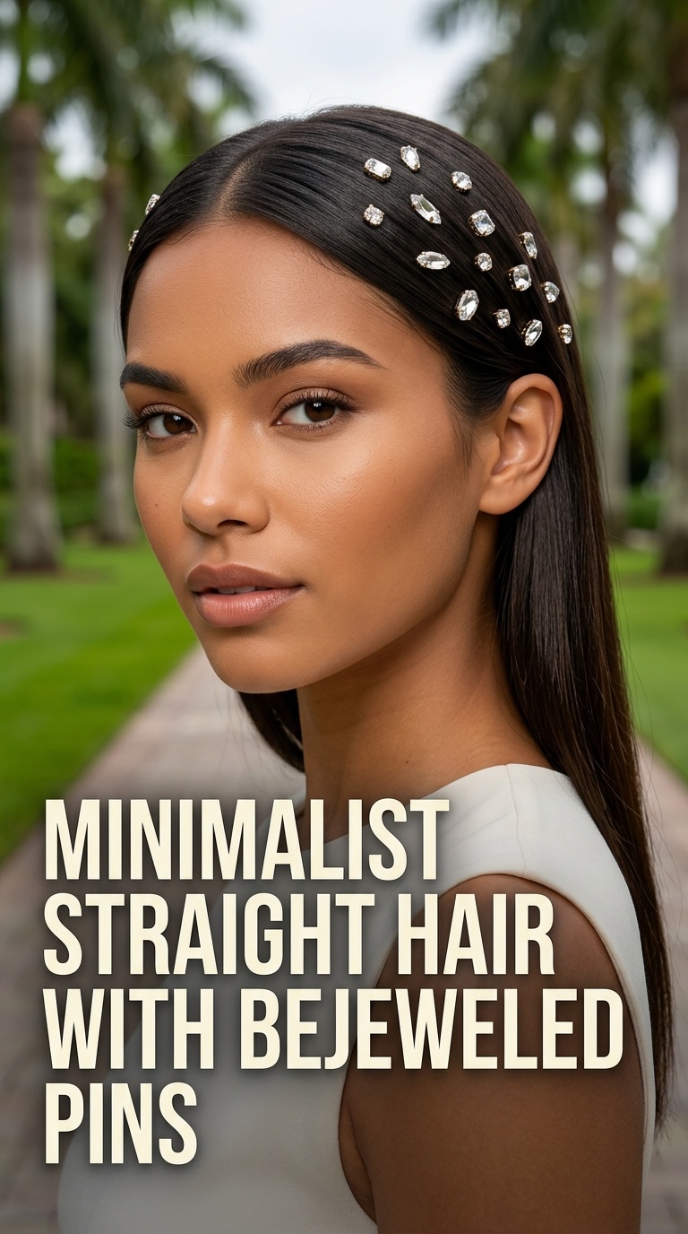 Minimalist Straight Hair with Bejeweled Pins