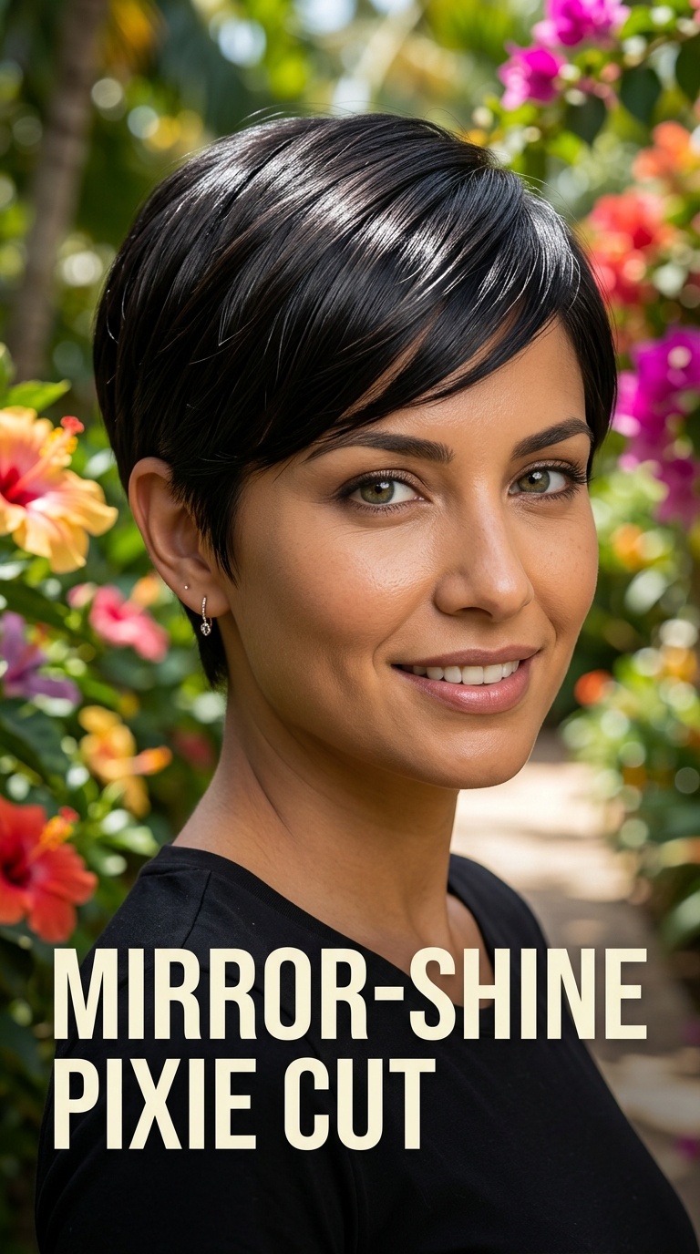 Mirror-Shine Pixie Cut