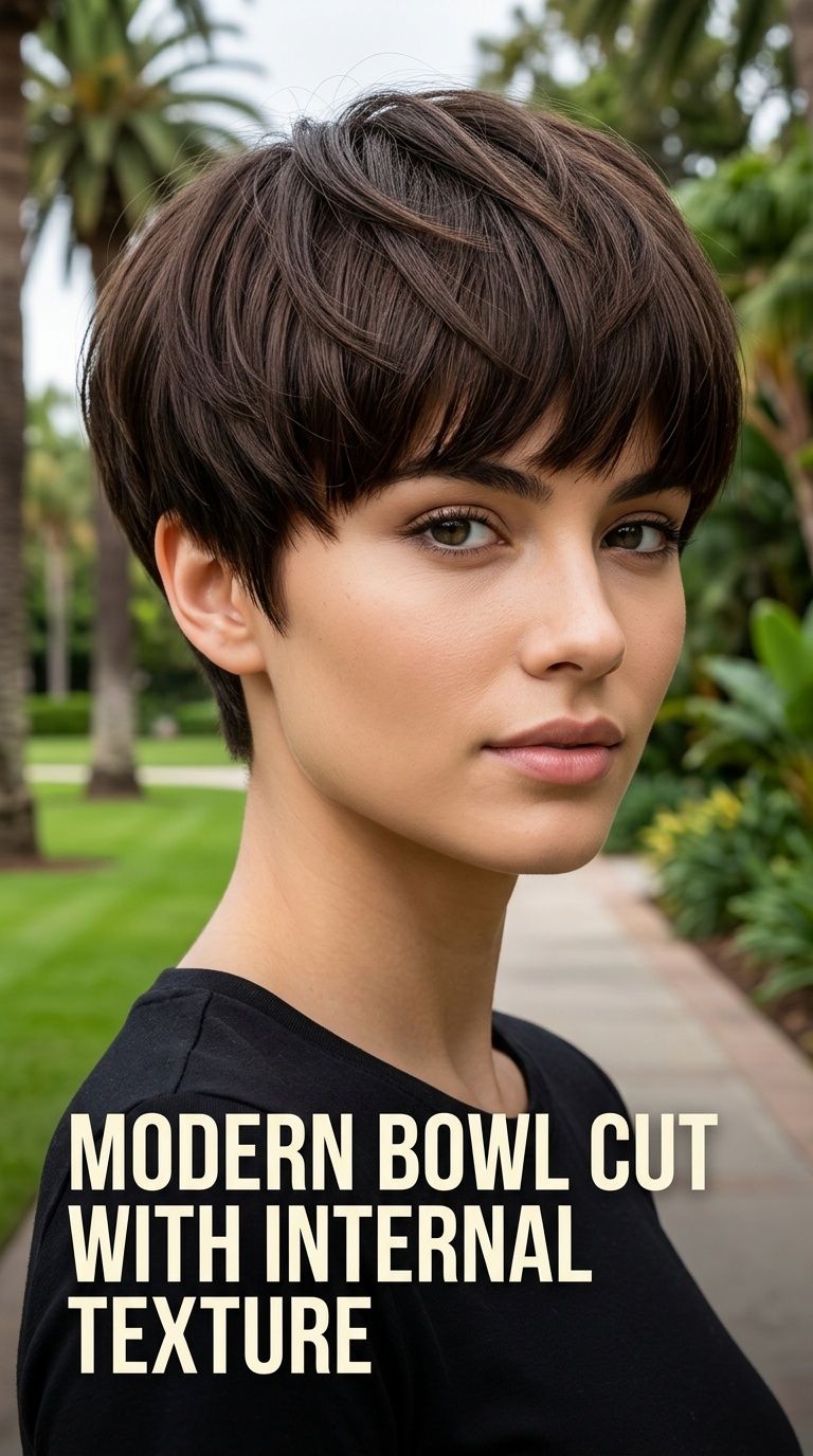 Modern Bowl Cut with Internal Texture
