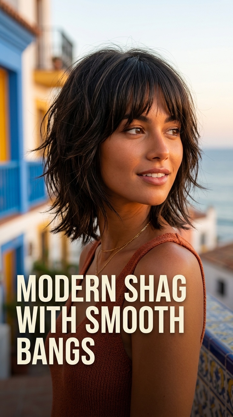 Modern Shag with Smooth Bangs