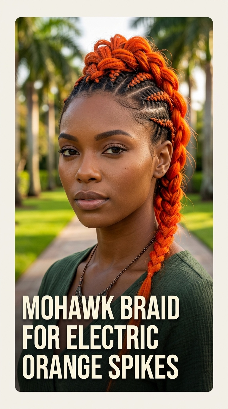 Mohawk Braid for Electric Orange Spikes