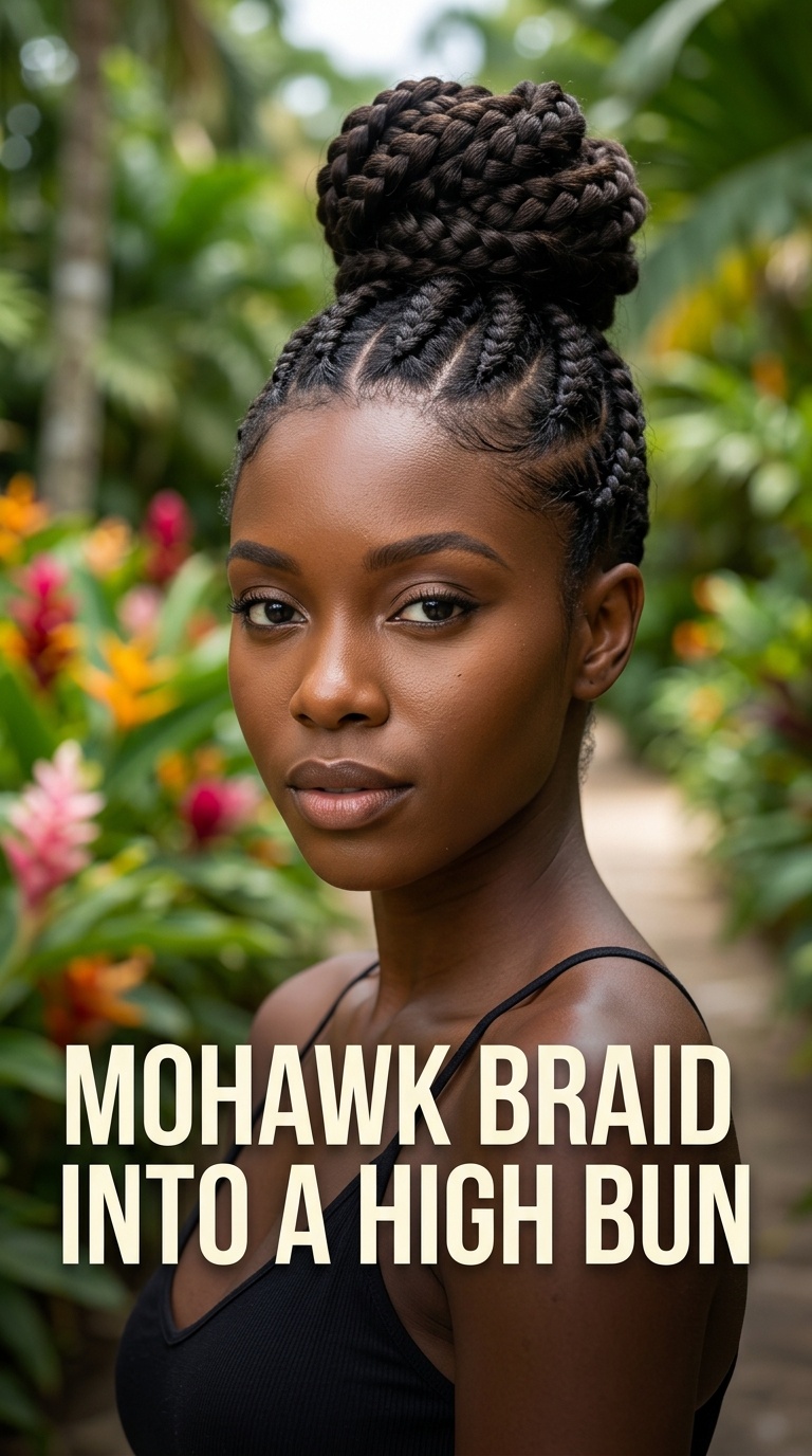 Mohawk Braid into a High Bun