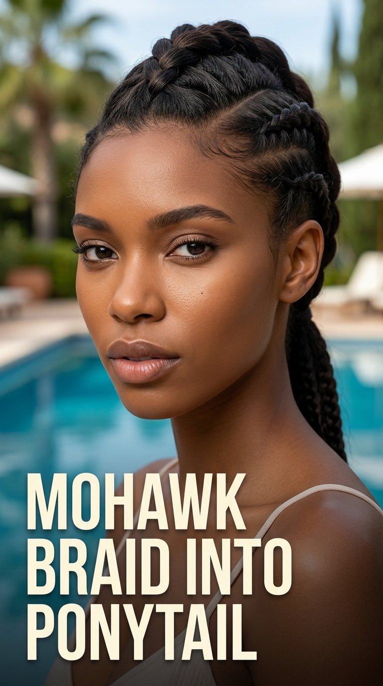 Mohawk Braid into Ponytail