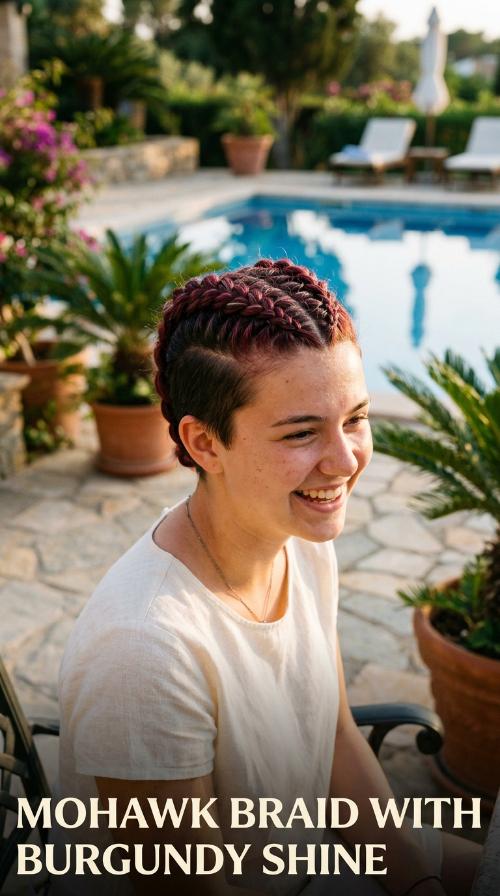 Mohawk Braid with Burgundy Shine