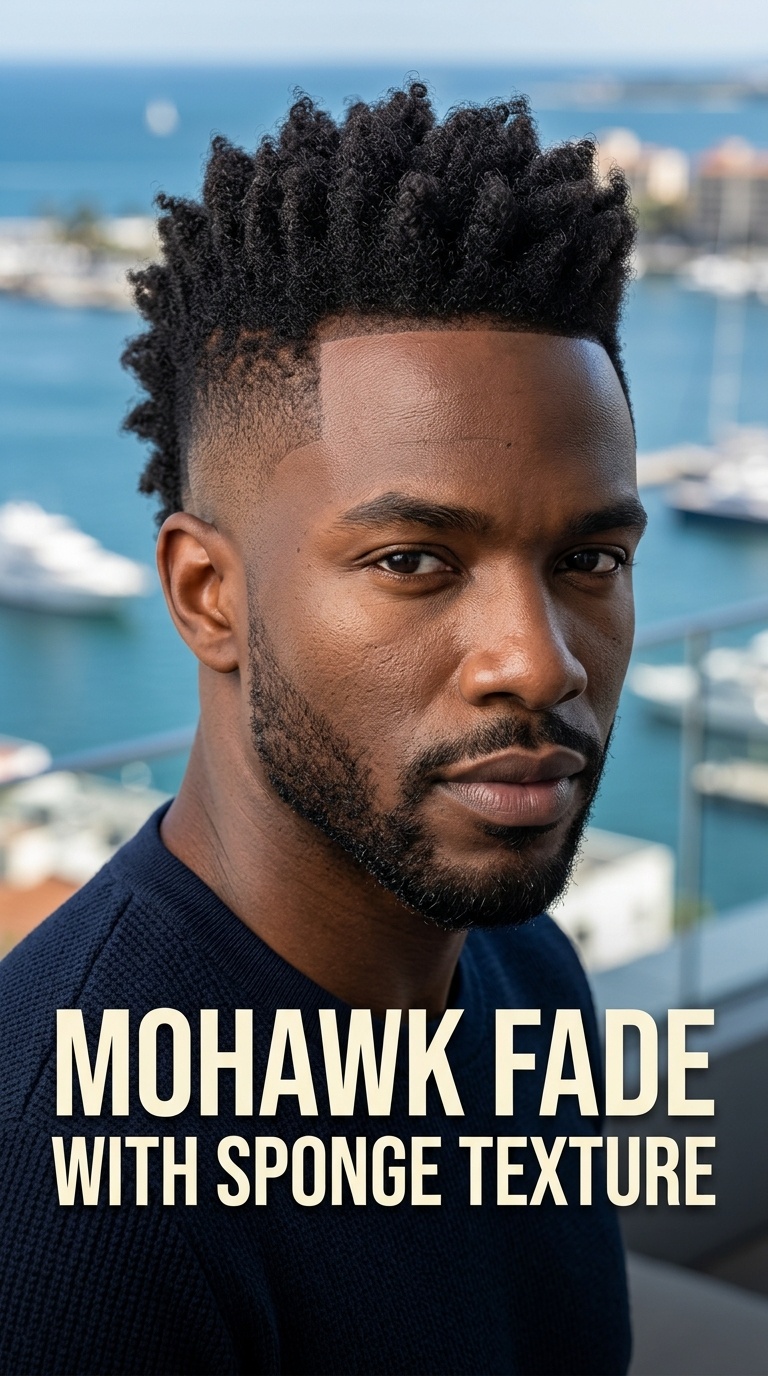 Mohawk Fade with Sponge Texture