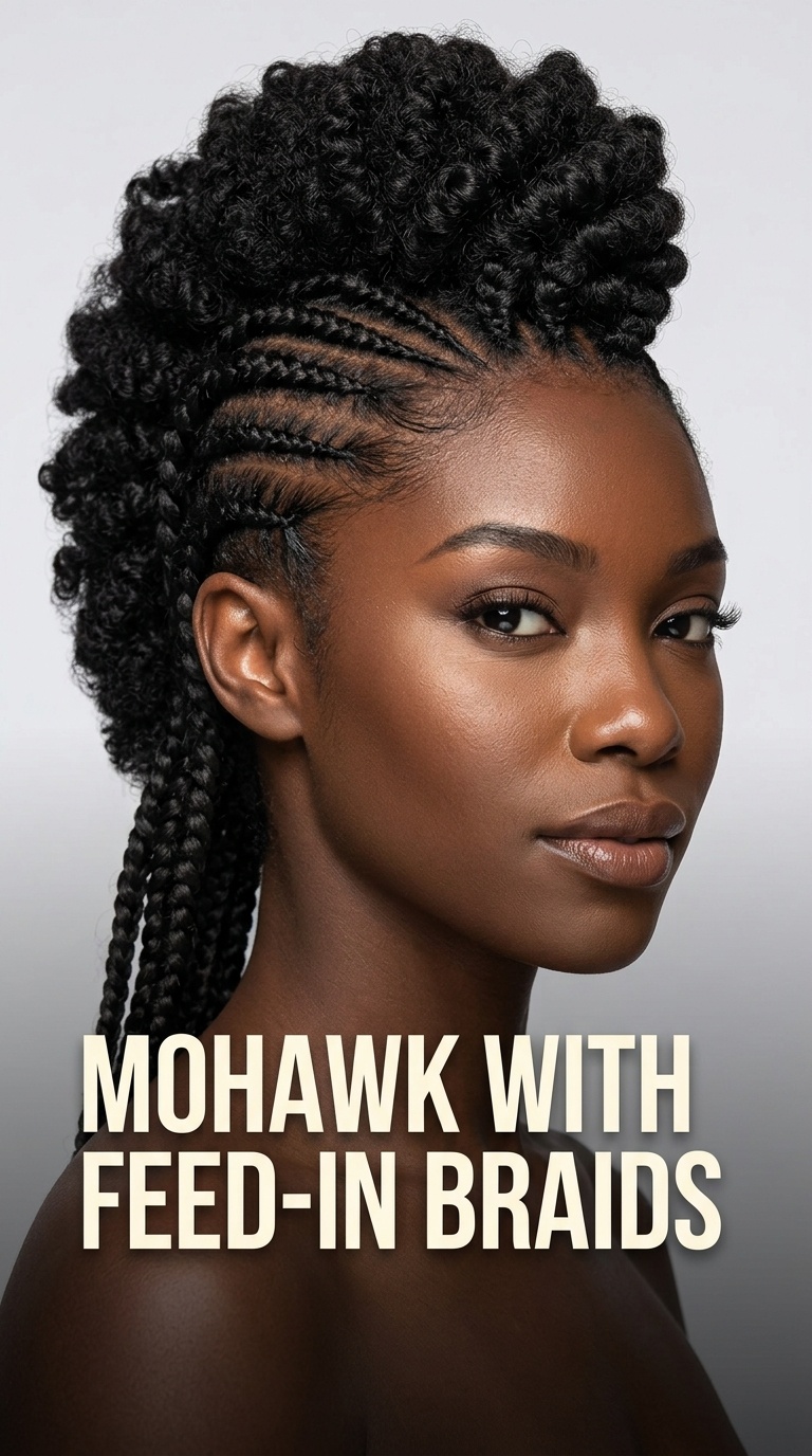 Mohawk with Feed-in Braids
