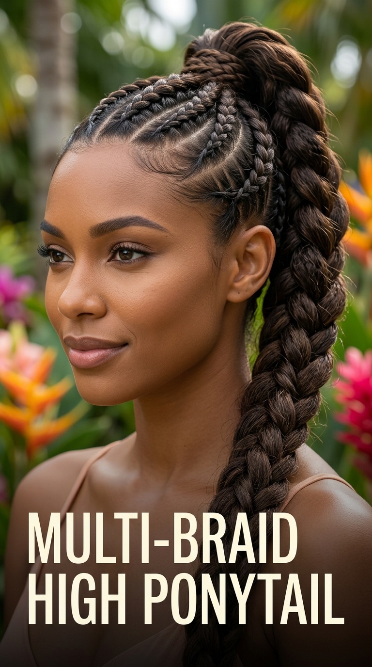 Multi-Braid High Ponytail