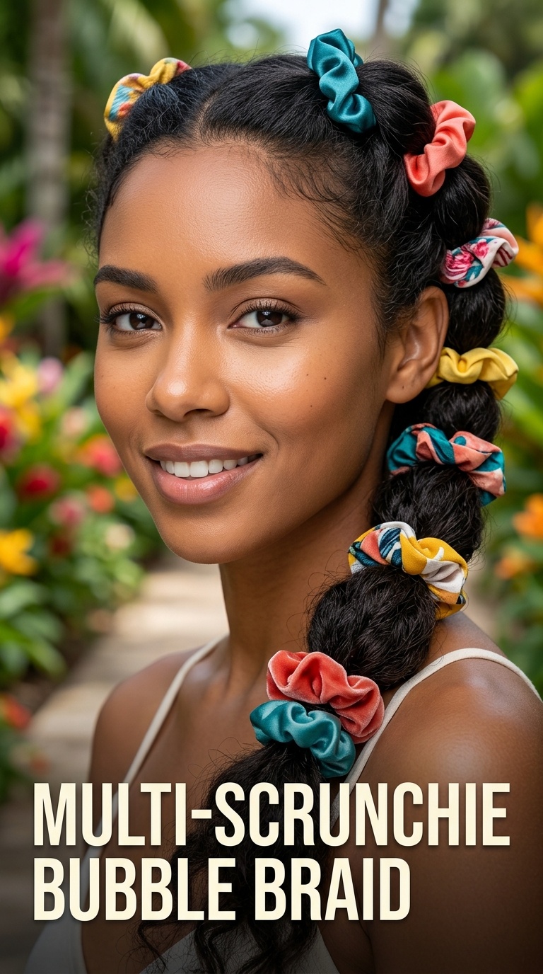 Multi-Scrunchie Bubble Braid