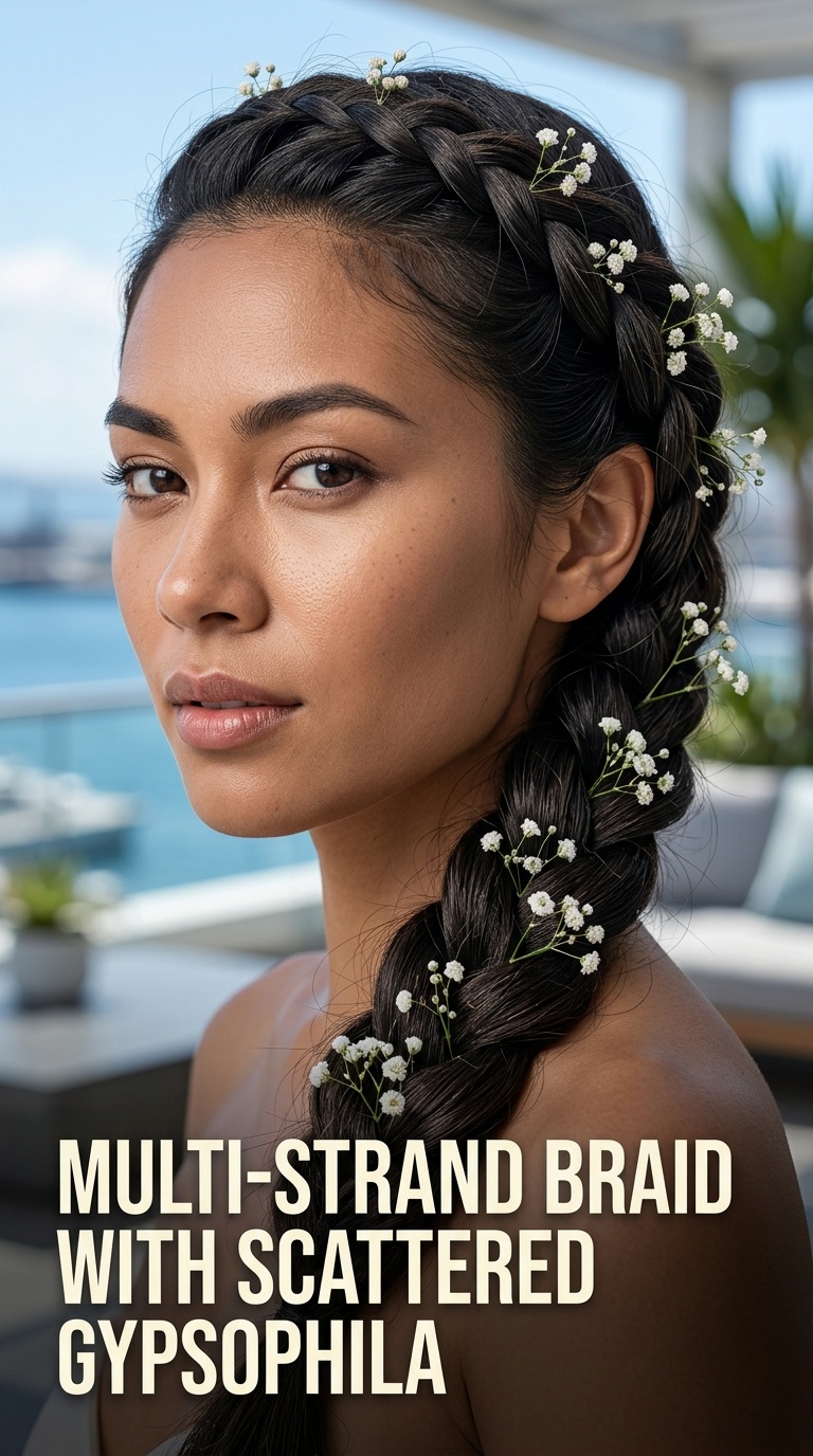 Multi-Strand Braid with Scattered Gypsophila