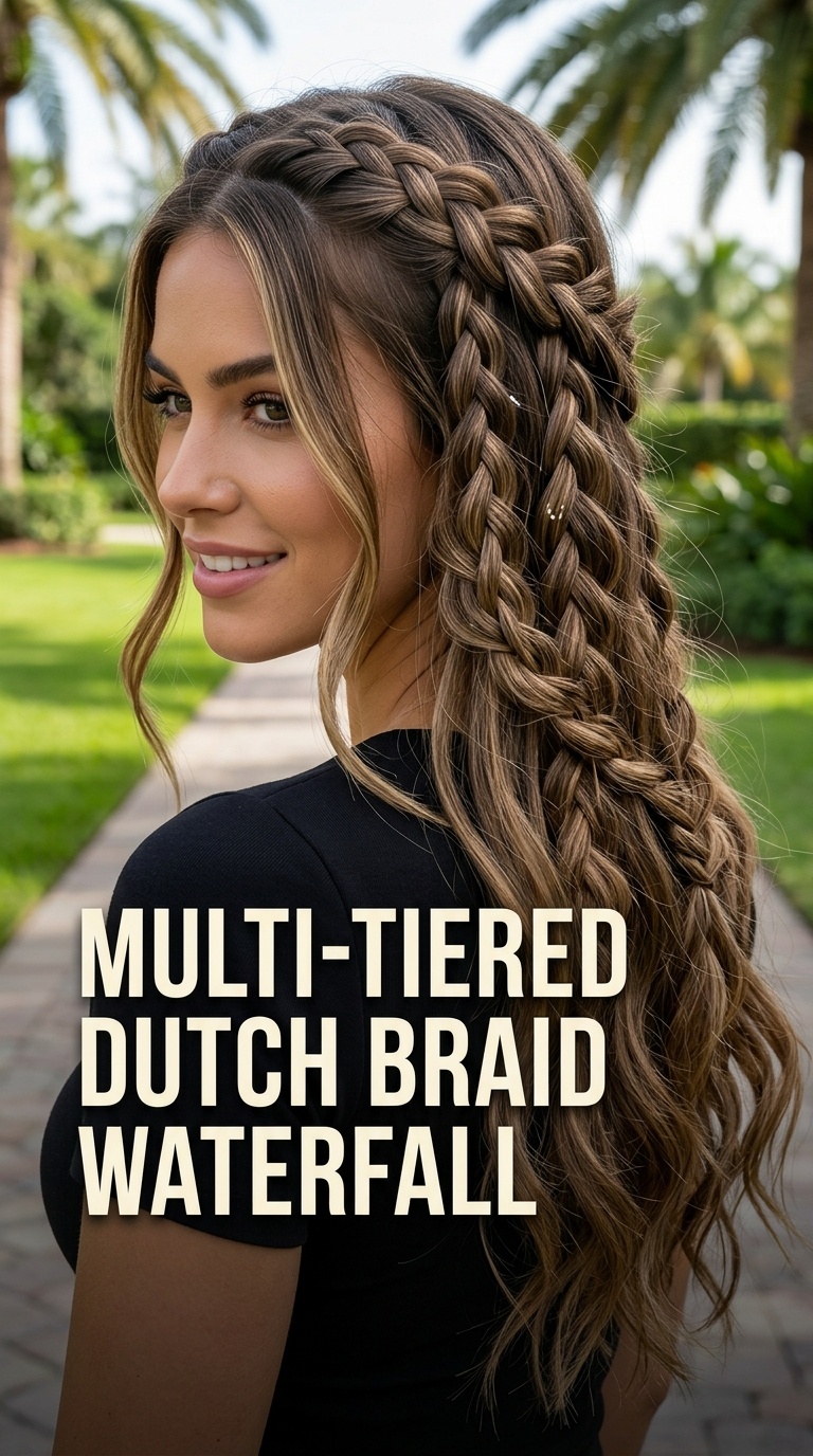 Multi-Tiered Dutch Braid Waterfall