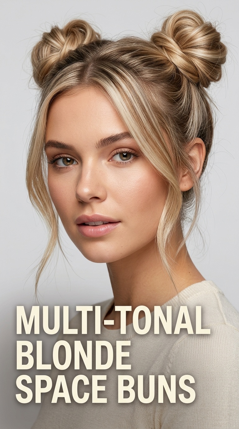 Multi-Tonal Blonde Space Buns