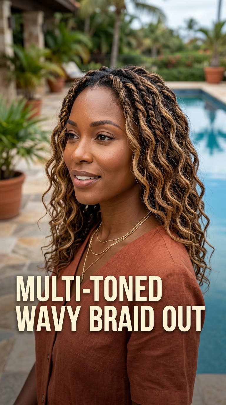 Multi-Toned Wavy Braid Out