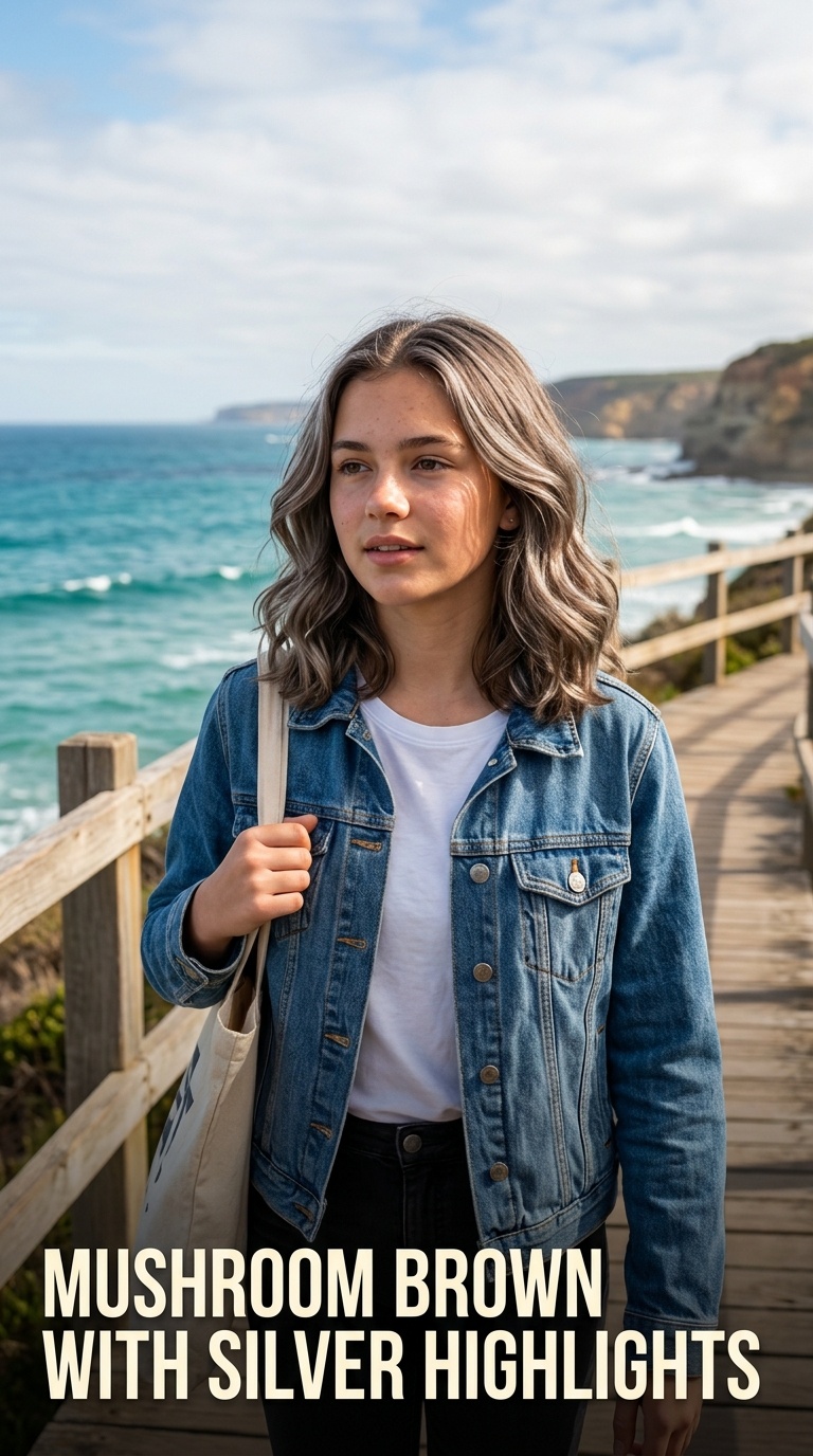 Mushroom Brown with Silver Highlights
